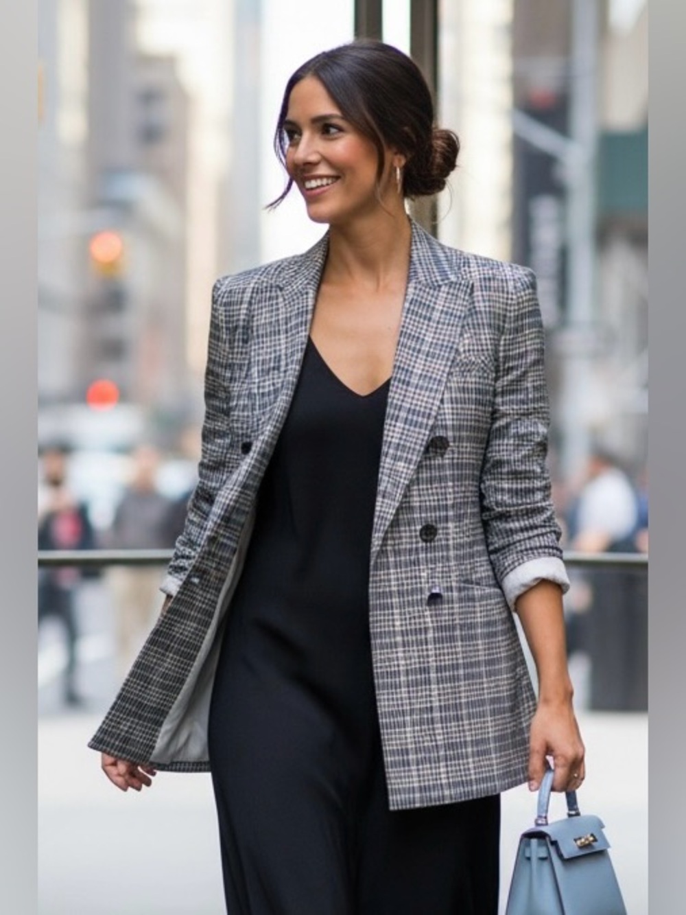 Veronica Beard Houndstooth/Glen Plaid Double-Breasted Blazer — Size 6